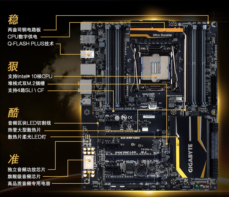 技嘉x99 ud4,技嘉x99 gaming g1 技嘉(gigabyte)x99-ud4主板 (intel x99/lga2011-3) 支持e5 e7 四代